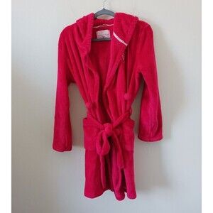 Victoria’s Secret Hooded Robe Logo Sleepwear Tie Belt Pink Size XS